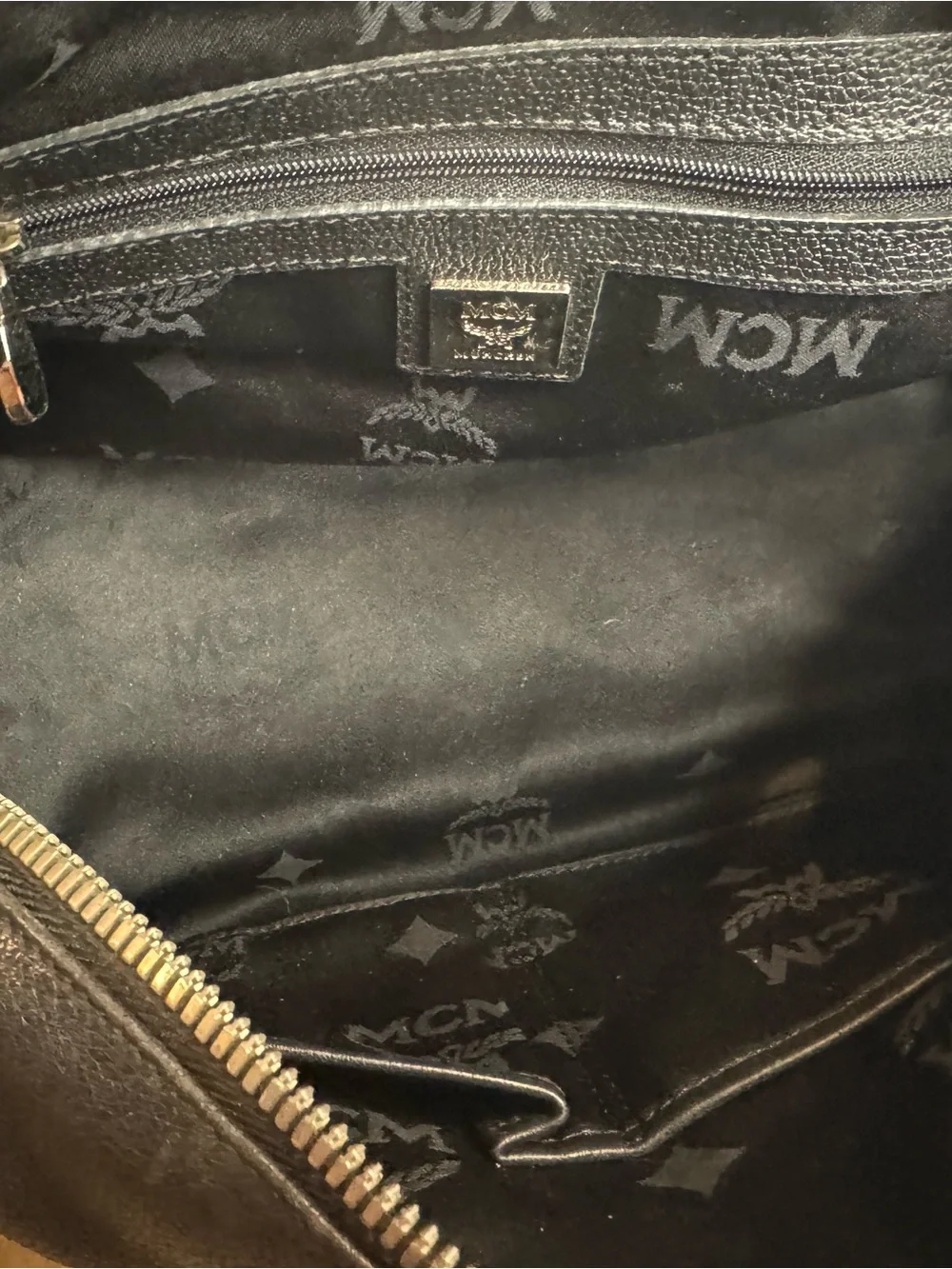 MCM Black Pebbled Leather Double-Handle Satchel with Silver Hardware